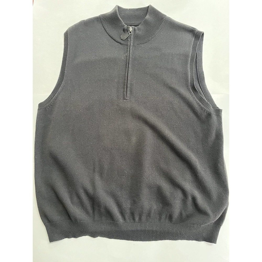 Walter Hagen Golf Sweater Vest Black Size Large Half Zip